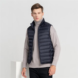 雪中飞经典新款百搭轻薄男式立领短款羽绒服马甲包边大口袋休闲鸭绒 黯青色|5089-男 L 175/96A