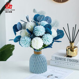 爱已装糖 假花电视柜摆件简约仿真花客厅装饰花陶瓷花瓶塑料花 地中海套装