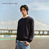 TOMMY HILFIGER【柔软纯棉】秋冬男装纯棉潮流多色商务休闲通勤内搭打底针织毛衣 【纯色绣标毛衣】午夜蓝FAP M （推荐：135-150斤）