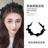 东义严选韩系甜美缎面蝴蝶结发箍头饰女发卡发箍气质百搭超仙黑色头箍发饰