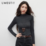 朗文斯汀（L.WEST）100%羊毛可机洗针织衫女2025冬季新款无缝一体毛衣打底衫 灰色（半高领深灰） M