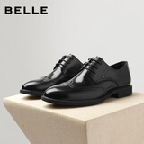 百丽男鞋2025商务正装休闲增高软底真皮鞋 黑色A2248（布洛克款） 40