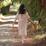 朵朵·可可凉感升级夏季新款宽松人棉印花休闲短袖睡裙 浅杏 M (160)