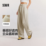 森马（Semir）休闲裤女质感慕斯裤慵懒垂感秋季宽松软糯肌理阔腿裤107524127005