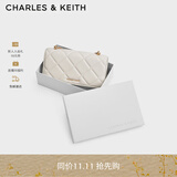CHARLES&KEITH质感菱格链条小方钱包女包包女包生日礼物CK6-10680924 Cream奶白色 XS