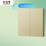 公牛（BULL）智能开关 语音/手动控制  无需联网 二位遥控开关 金色GTQ212