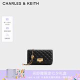 CHARLES&KEITH经典菱格链条小方单肩斜挎包包女包生日礼物七夕礼物CK2-70160131 Black黑色 小包