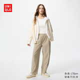 优衣库女装针织廓形长裤快干速干吸汗高腰弯刀镰刀裤479688 32 深米色 L /160/72A