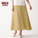 无印良品 MUJI 女式 法国亚麻 宽摆裙 BEK03C0S 暗黄色 L
