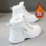 GUQIAN雪地靴女2025秋冬季棉鞋女皮毛一体保暖加绒女士休闲靴子女鞋靴 白色【加绒】 38 (240mm)