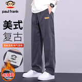大嘴猴（paul frank）裤子男士秋冬季直筒宽松休闲裤男美式阔腿男裤 摩登灰色加绒 L