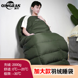 清然（QINGRAN）加宽加大羽绒睡袋户外野外露营冬季加厚防寒零下30度40度睡袋成人 加宽加长2000g绒军绿1个