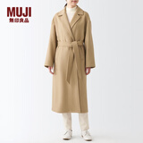 无印良品（MUJI）女式 羊毛混 长款大衣 毛呢外套女款秋季 BDA15A2A 米色 S 155/80A