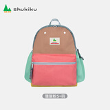 SHUKIKU儿童书包幼儿园背包3-4岁防丢失防泼水出游双肩包珊瑚粉S+码
