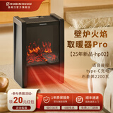 ROBINHOOD洛宾汉石墨烯取暖器家用大面电壁炉仿真火焰速热节能省电暖气暖炉客厅卧室智能语音暖风机25年新款 北欧黑【语音款】HP02