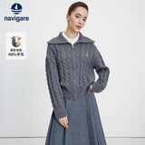 Navigare意大利小帆船女25年新款全羊毛针织开衫毛衣羊毛衫外套2334095507