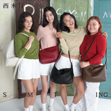 西木汀 爱软糖 牛皮托特包女潮大容量单肩通勤包小众斜挎包包 黑色小号