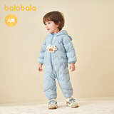 巴拉巴拉童装婴儿连体羽绒服轻薄羽绒服宝宝衣服2025冬装抱衣爬服男童女童 蓝色小熊-白鸭绒 90 cm-充绒量47g