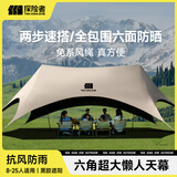 探险者（TAN XIAN ZHE）天幕帐篷户外露营车载便携六角防晒速开懒人天幕野营遮光遮阳棚 【两步速搭 无风绳】黑胶懒人天幕30㎡
