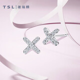谢瑞麟（TSL）18K金耳钉无限系列简约气质钻石耳饰BC201 18颗钻石，共约2.0分