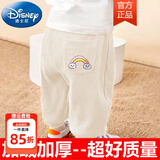 迪士尼（Disney）宝宝裤子春秋新款童装婴儿灯芯绒长裤男童加绒休闲裤冬装女童卫裤 (加绒保暖)米白色  薄绒秋冬款 10℃左右 90 cm 建议75-85cm左右