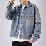 爱洛斯汀堡牛仔外套男春秋上衣服男装休闲夹克衫ins潮牌夹克男工装棒球服男 【G13蓝色】 XL 【120-135斤】