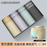 CabraKalani男士内裤男莫代尔平角抗菌无痕冰丝四角男生运动大码男式裤头裤衩 A1品牌专柜黄紫蓝黑莫代尔 4条 XL （建议110-135斤）