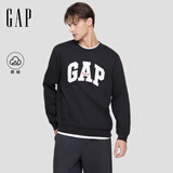 盖璞（GAP）男女装2025秋季新款字母logo抓绒圆领卫衣合身上衣美版852079 灰黑色 XS 美码 S亚洲码175/88A