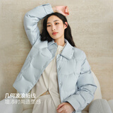 太平鸟【轻薄系列】衬衫式羽绒服女25新款女士保暖内搭短款外套* 蓝色 L 165