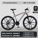 凤凰山地自行车成人减震男女内走线变速竞赛车青少年学生车单车 飞跃 钢架十刀轮-钛金灰 26寸【建议身高160-185cm】 24速
