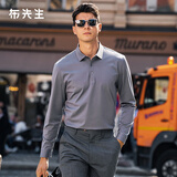布先生秋装丝光棉长袖t恤男士商务休闲上衣T恤衫 月岩灰    L  (175) 