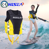 HiSEA专业救生衣大浮力成人大人矶钓钓鱼海上船用游泳浮力衣背心防汛 黄黑色（成人） 4XL