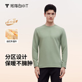 拇指白小T热力加厚加绒长袖T恤秋冬新款保暖百搭打底衫 男款浅苔绿 M