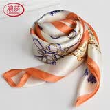 浪莎真丝丝巾女士高端小方巾送女朋友礼物桑蚕丝围巾新款礼盒装 禾穗米黄