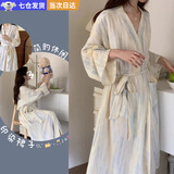 枳束浴袍女夏季可穿式浴巾女睡裙夏季女睡袍 简约休闲透气纱布浴衣女 常规尺寸 适合110-160斤