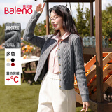 班尼路（Baleno）麻花针织开衫外套女2025秋冬新款外搭薄款小个子正肩圆领短款毛衣