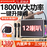 山水（SANSUI） G9户外手提k歌音响带蓝牙桌面迷你便携式低音炮带氛围灯音升降调大功率乐器音箱话筒专业设备 G9+双肩包【12喇叭】