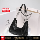CHARLIE&KELLI品牌 CK轻奢包包女包手提链条包斜挎单肩包七夕情人节女生日礼物 黑色【京仓速达 礼袋包装】