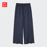 优衣库女装麻混纺松紧长裤/休闲裤473791 69 藏青色 M /160/66A