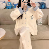 南木熊睡衣女秋冬款长袖长裤2026新款卡通可爱甜美大码宽松家居服套装 波点狗M码【80-100斤】