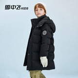 雪中飞2025冬季新款儿童羽绒服女童中长款蓄热加厚羽绒服男童工装外套 黑色 170