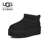 UGG冬季女士舒适时尚经典迷你纯色厚底保暖休闲短筒雪地靴1135092 BLK | 黑色 36