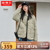 坦博尔羽绒服女短款翻领韩版宽松女士灯芯绒外套TD236266 奶茶棕 165 