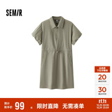 森马（Semir）连衣裙女翻领灯笼袖休闲风2025夏季防晒收腰短裙户外109325114027