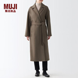 无印良品（MUJI）女式 羊毛混 长款大衣 毛呢外套女款秋季 BDA15A2A 深咖啡色 XL 165/92A