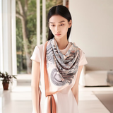 万事利真丝丝巾女桑蚕丝围巾披肩七夕礼物送妈妈生日礼88cm大方巾星语 孔雀阁粉色