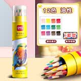 得力彩铅画笔彩色铅笔专业画画套装成人手绘绘画绘图填色涂色铅笔学生幼儿园中小学美术用品工具 【12色】+视频教程