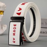 新款皮带男士全卡槽潮流休闲时尚学生百搭个性简约青年自动扣腰带 爱的思恋 120cm