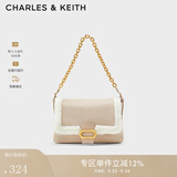 CHARLES&KEITH毛绒链条小方包单肩包手提包腋下包包女包生日礼物CK2-20271062 Beige米色 M