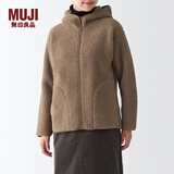 无印良品 MUJI 女式 长毛抓绒连帽衫 BBJ21A2A 柔软外套短款外套 深咖啡色 M
